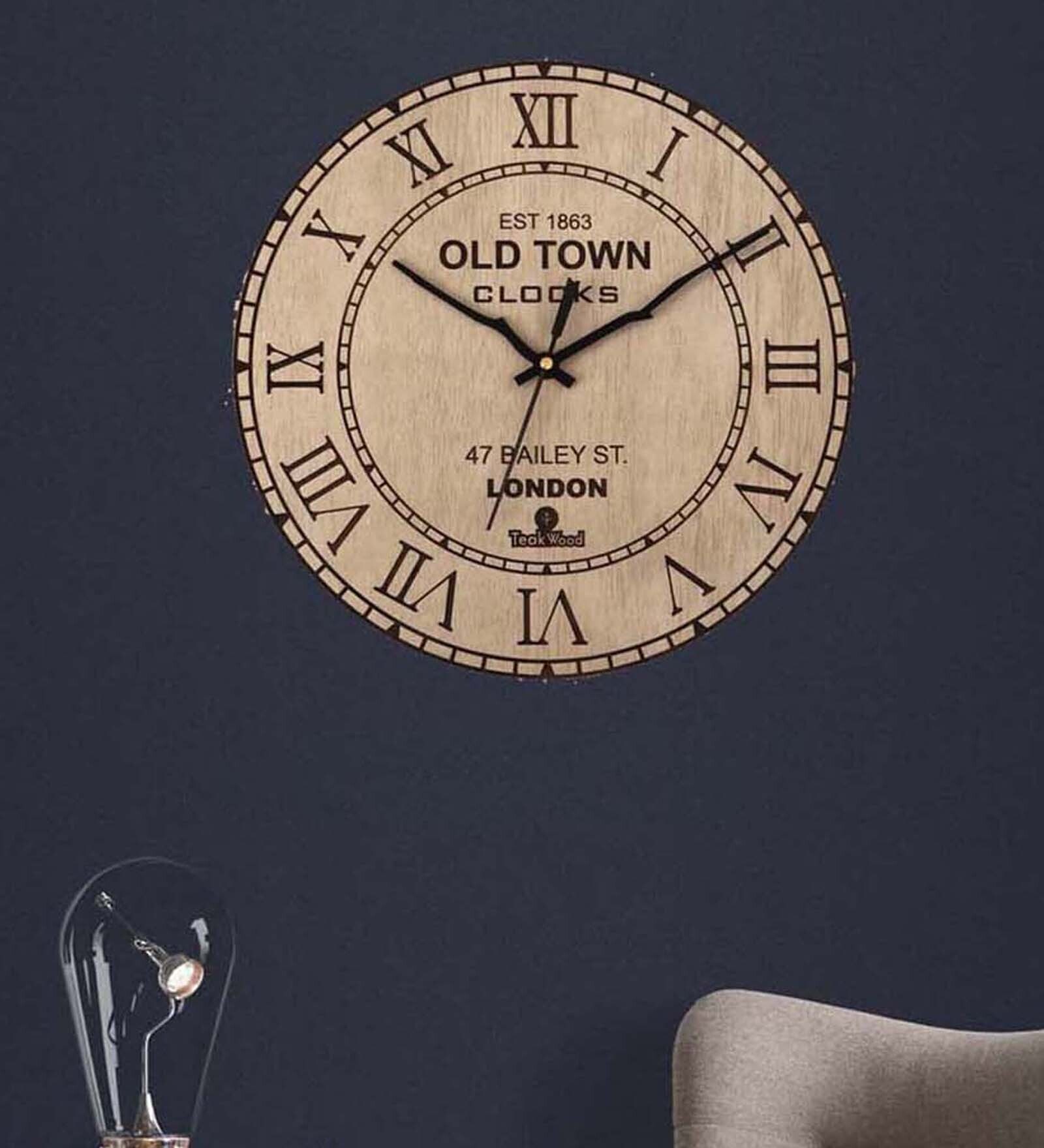 Beige Wooden Wall Clock