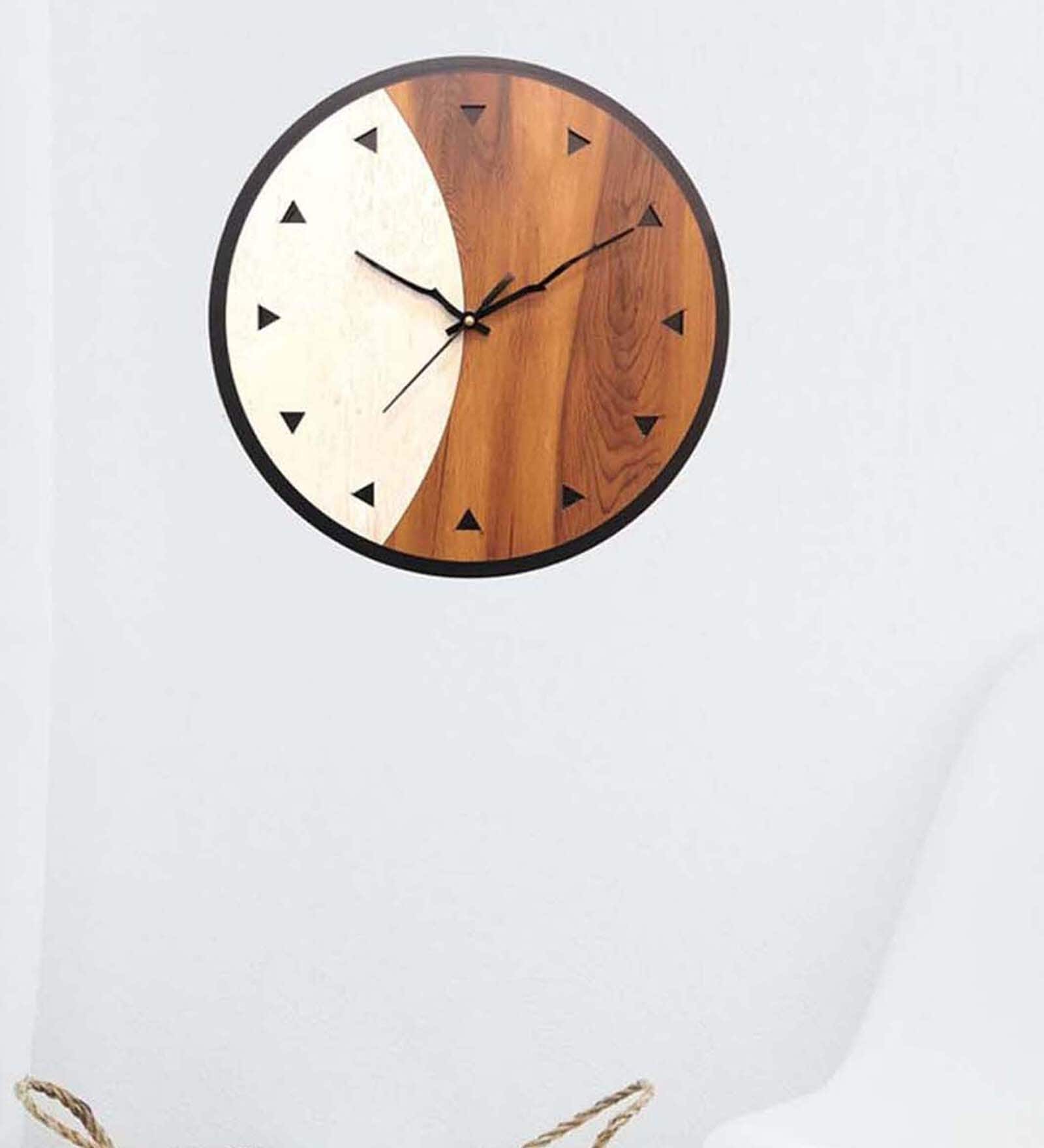 White And Brown Wooden Wall Clock