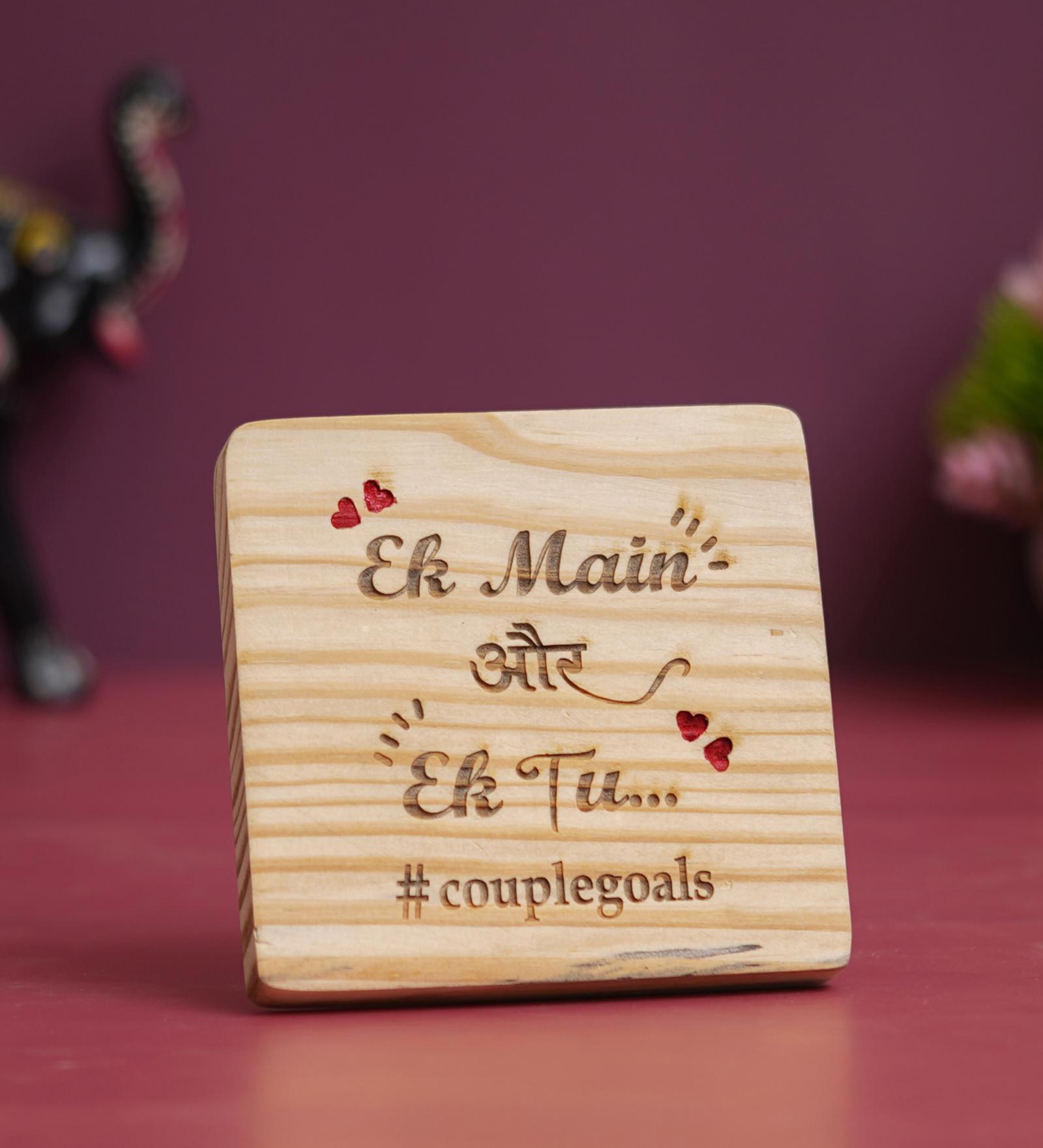 Ek Main Aur Ek TuBrown Engineered Wood Showpiece
