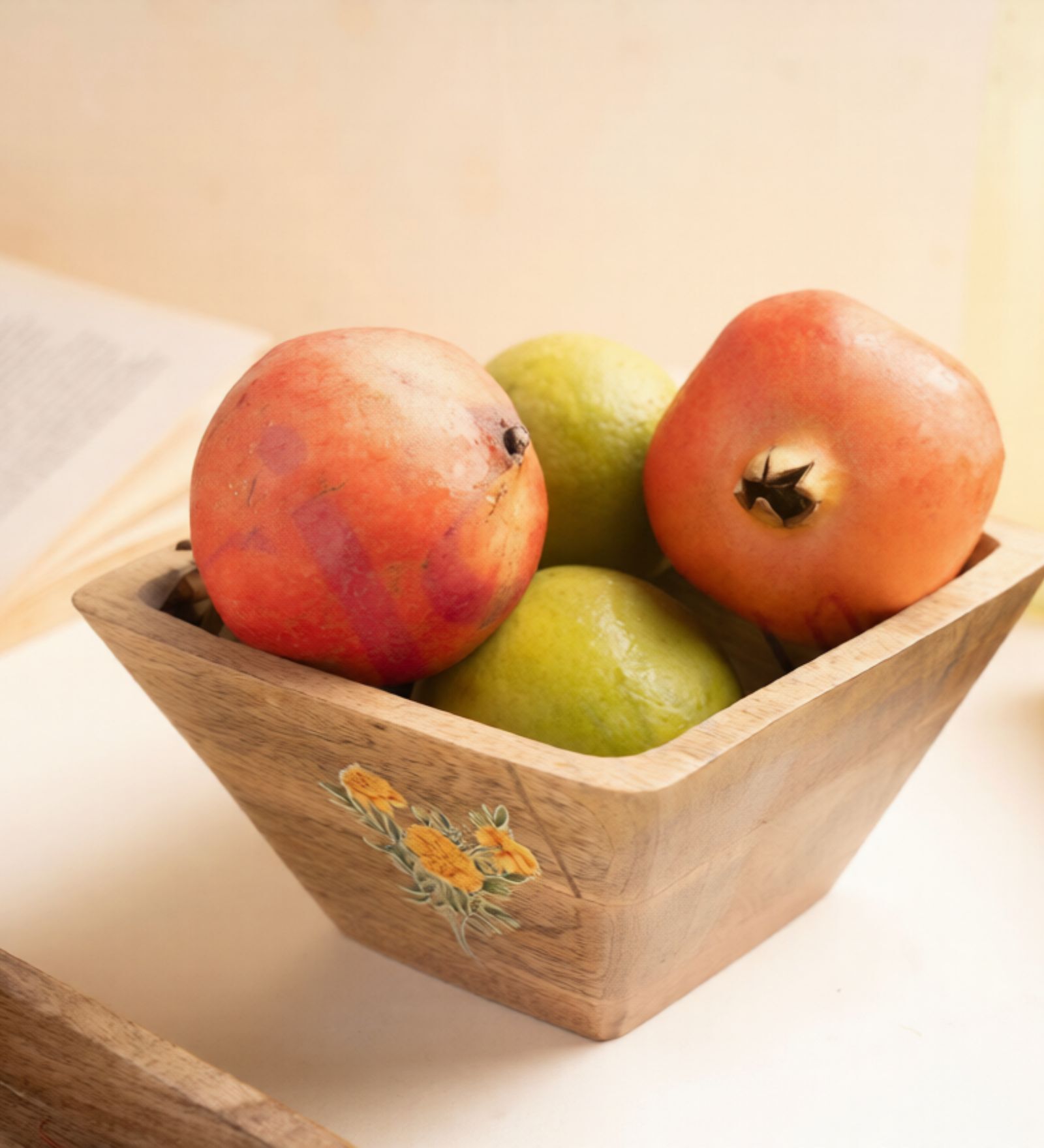 Brown Wooden Handcrafted Fruit Bowl