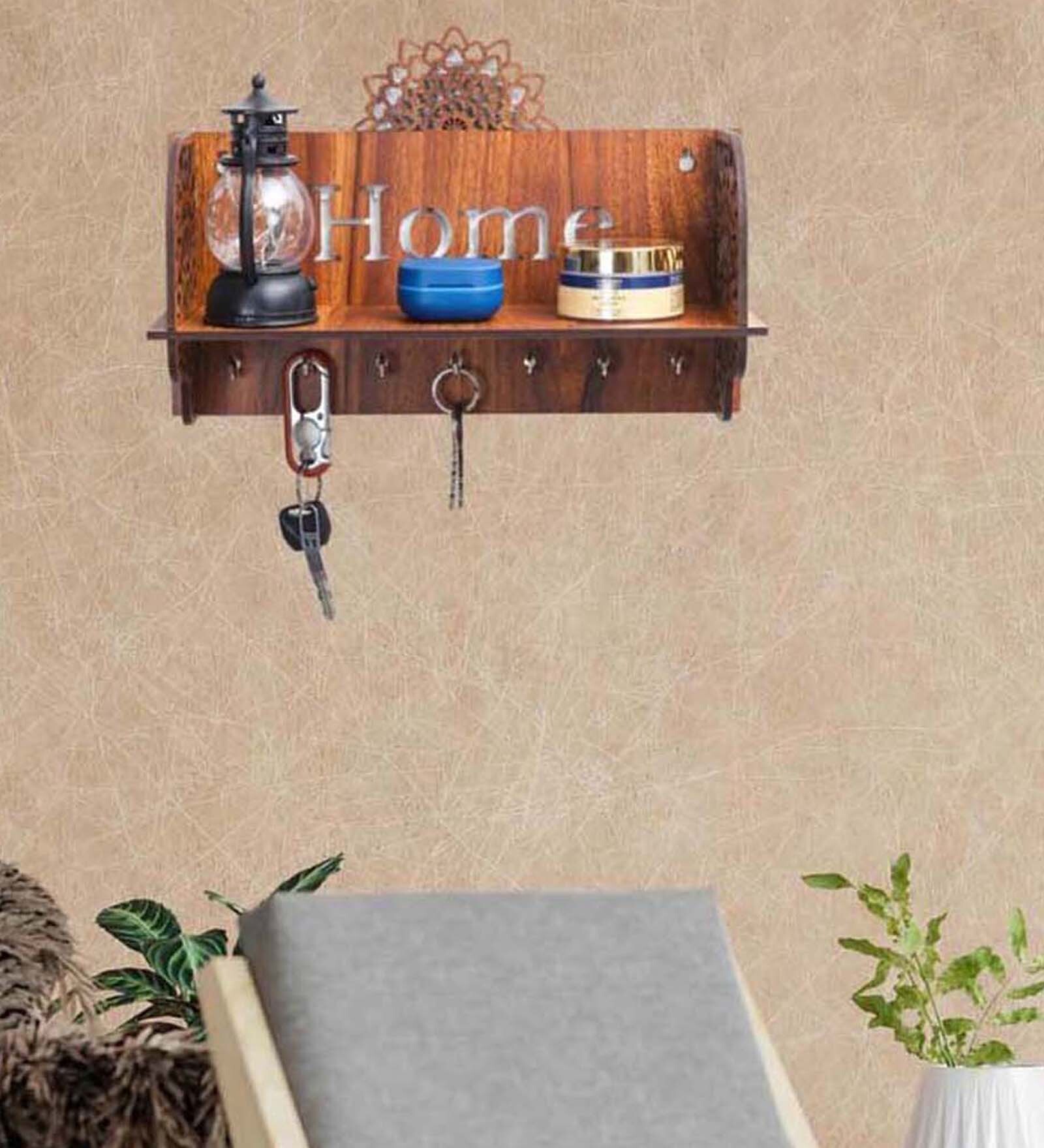 Brown Wooden Hobart Set Of 1 Key Holder