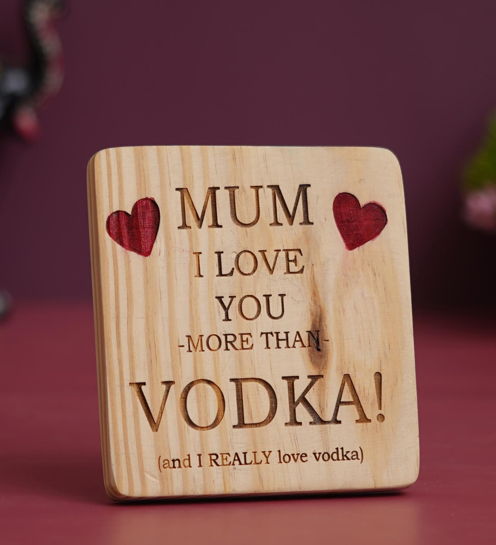 Mum I Love You Brown Engineered Wood Showpiece