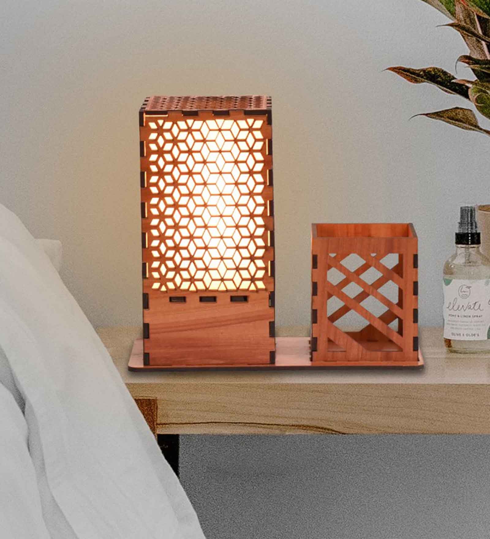 Brown Wooden Novelty Table Lamp