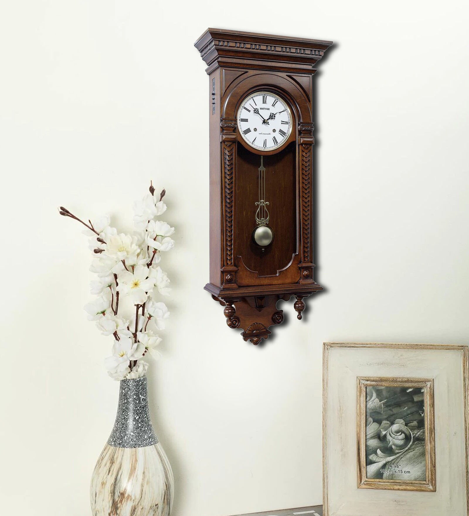 Brown Wooden Pendulum Wall Clock
