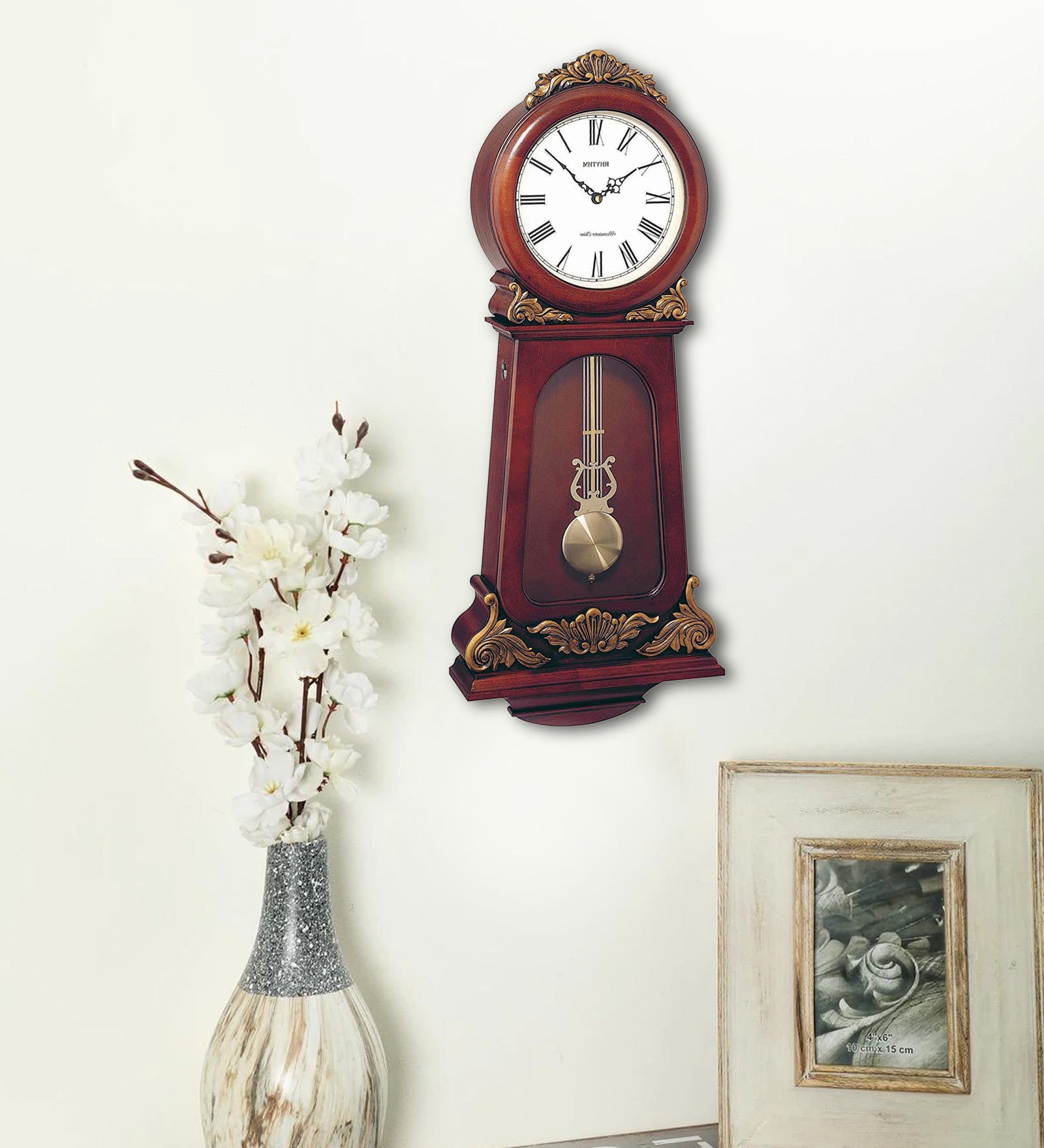 Brown Wooden Pendulum Wall Clock
