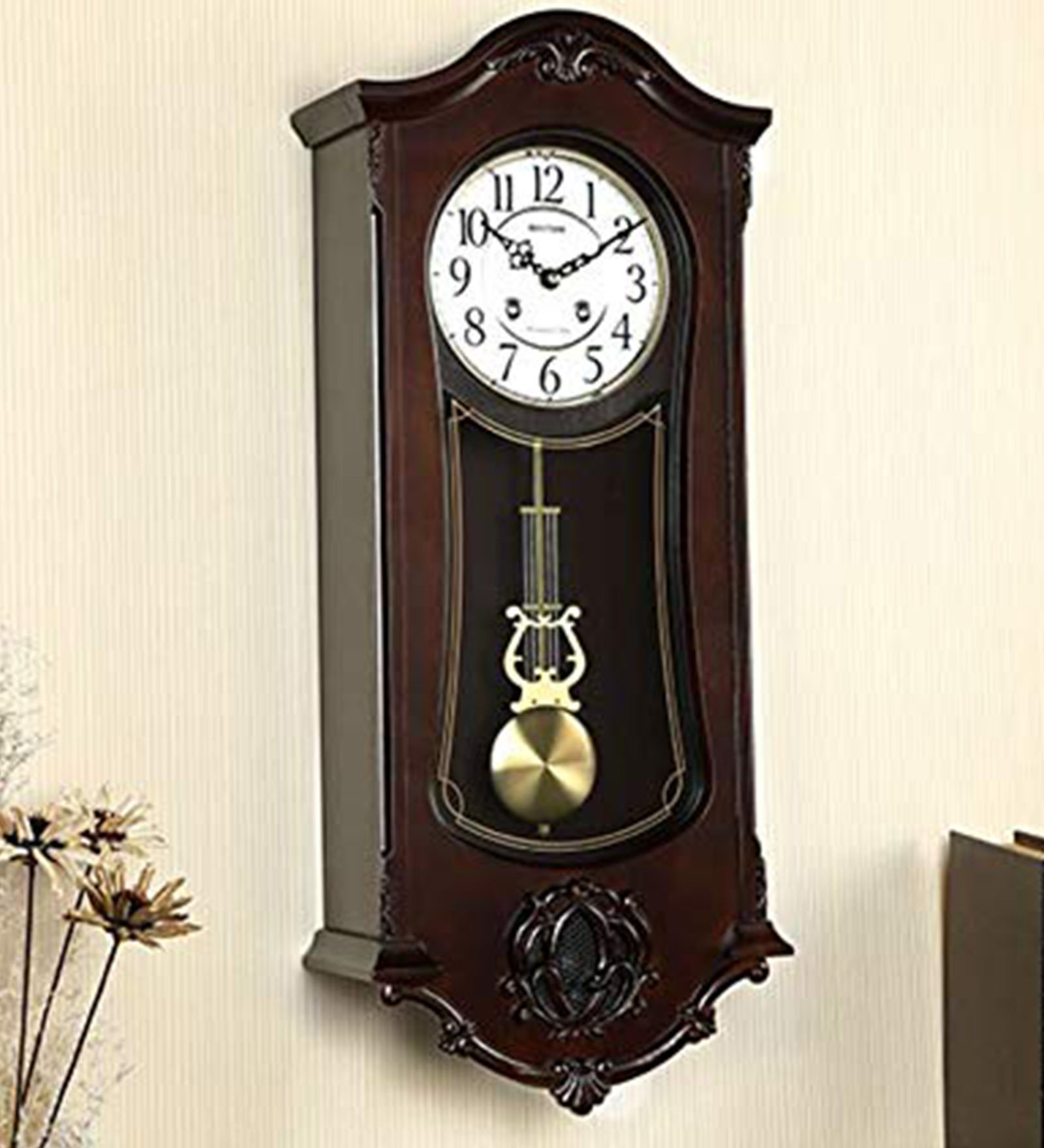 Buy Brown Wooden Pendulum Wall Clock By Rhythm At 40% OFF By Rhythm ...