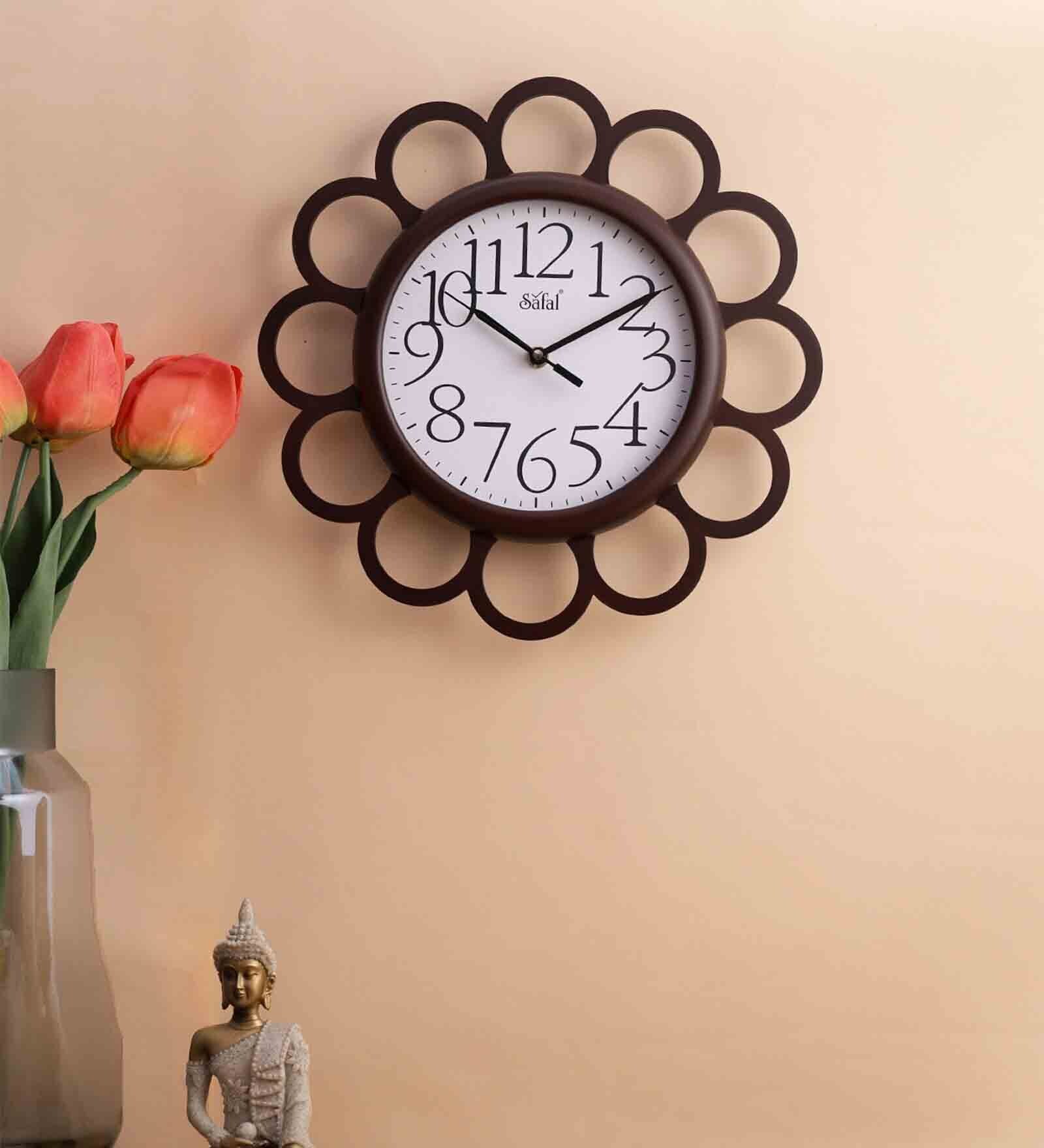 Brown Wooden Silent Sweep Mechanism Wall Clock