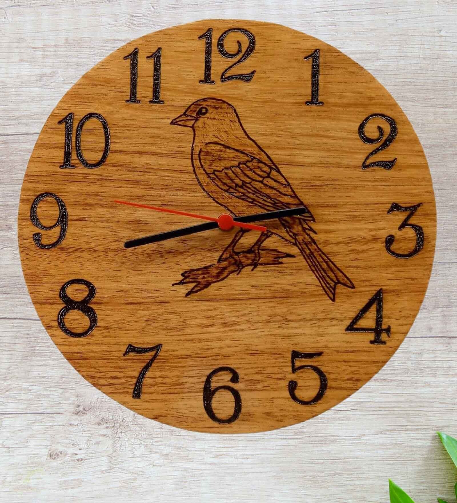 Buy Brown Wooden Sparrow Wall Clock at 35% OFF by Scottish Icon | Pepperfry