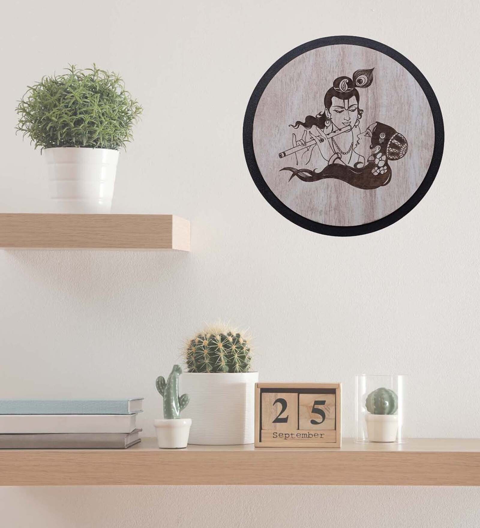 Buy Brown & Grey Wooden Radha Krishna Wall Art at 33 OFF by J & M Art