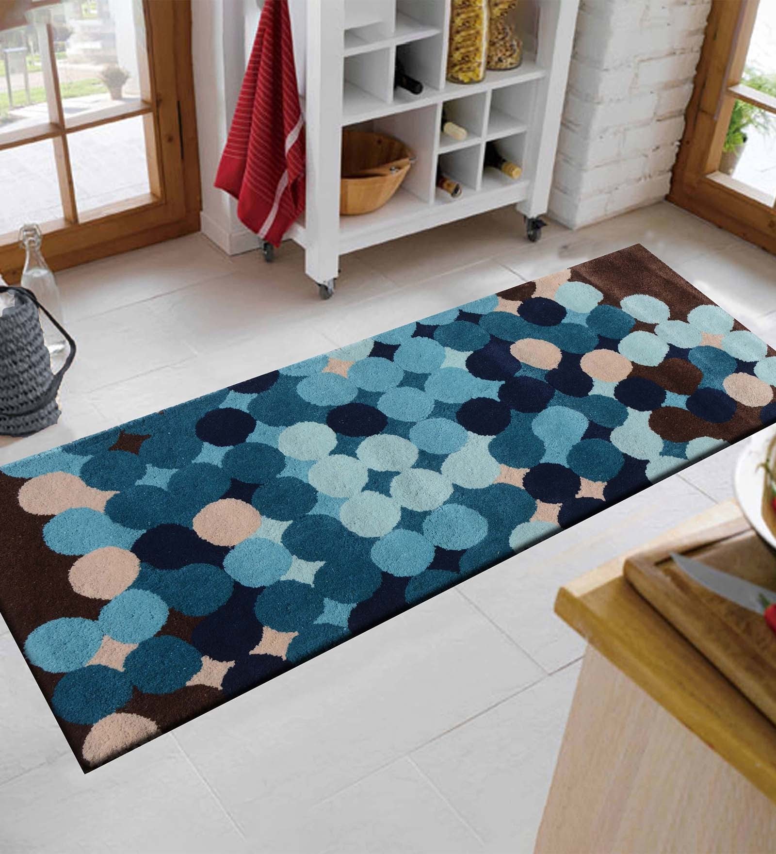 Abstract Pattern Wool 5 X 2 Feet Hand Tufted Bedside Runner
