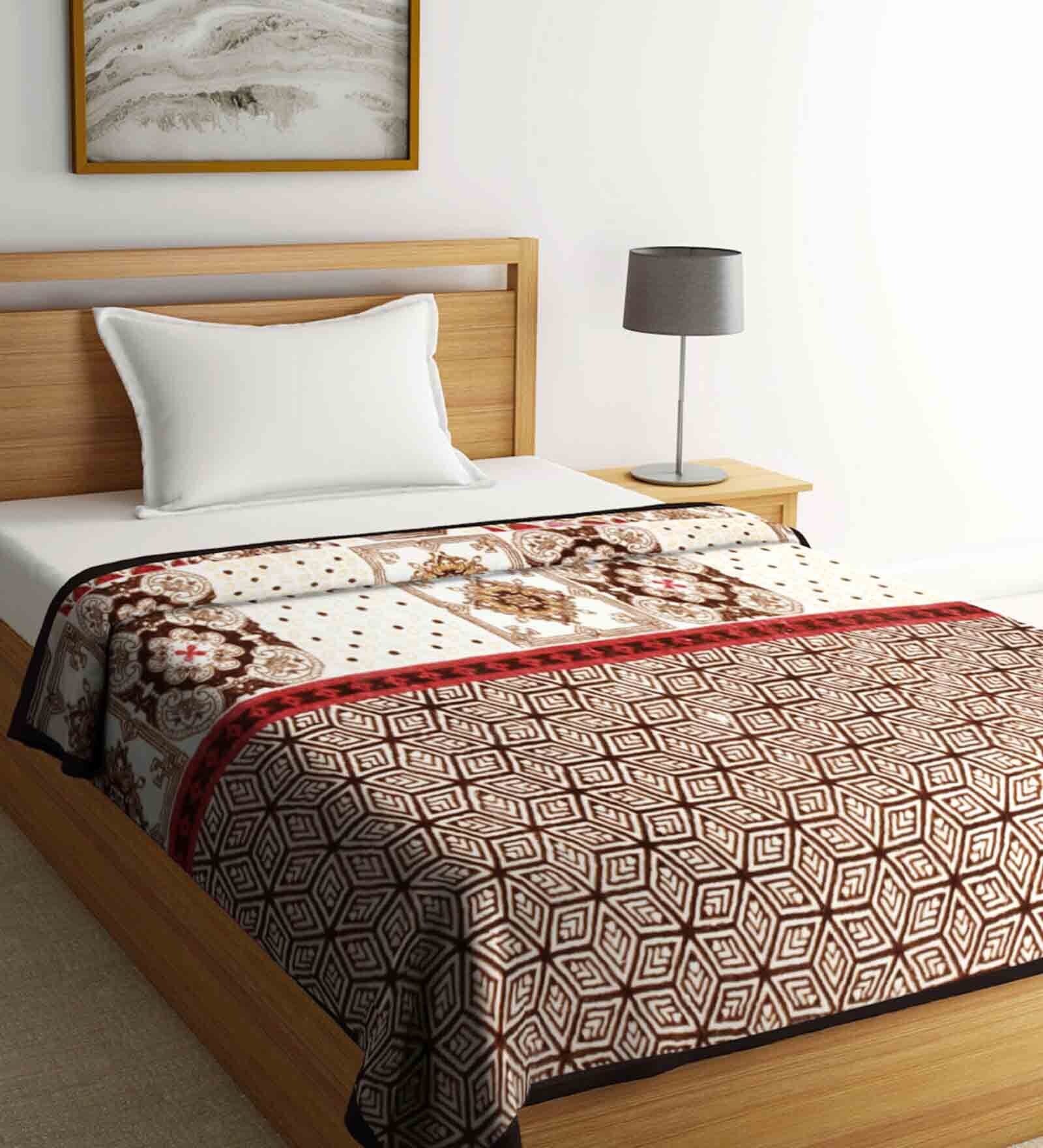 Buy Brown Abstract Wool 1000 GSM Single Bed Blanket by Klotthe at 68
