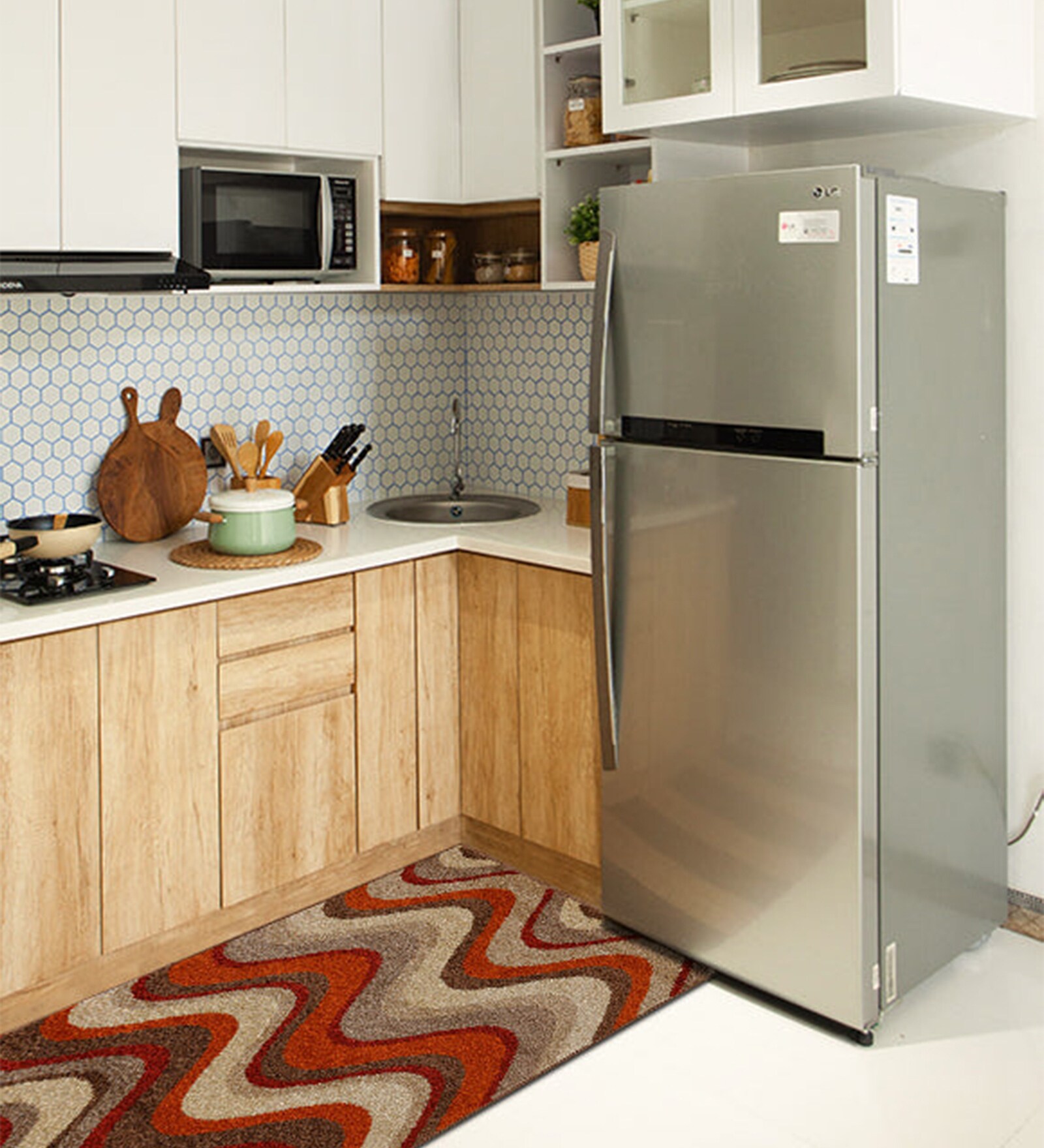 Brown Wool Damasc 55 x 22 Inches Runner