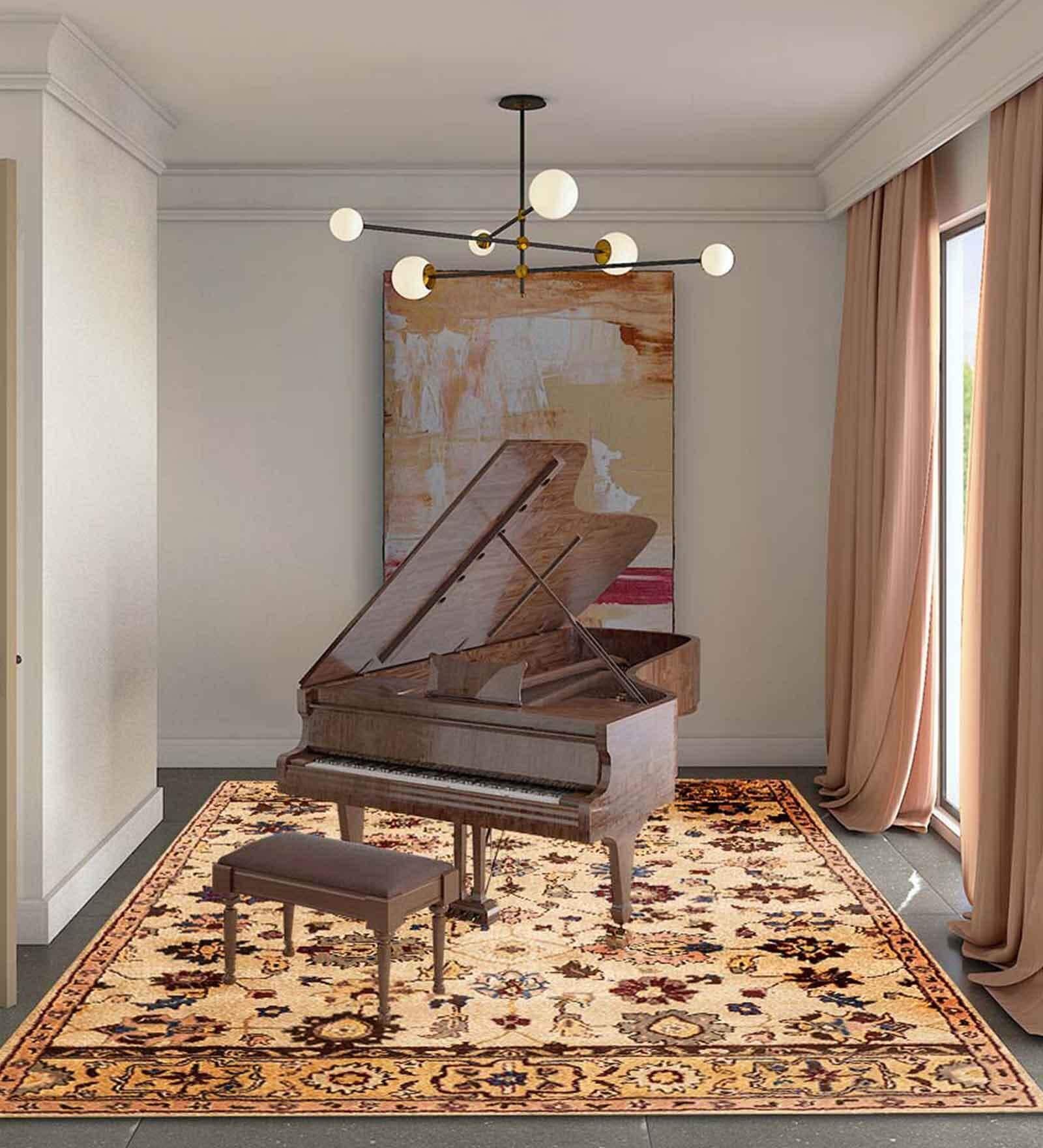 Brown Wool Floral 5 x 8 Feet Hand Tufted Carpet