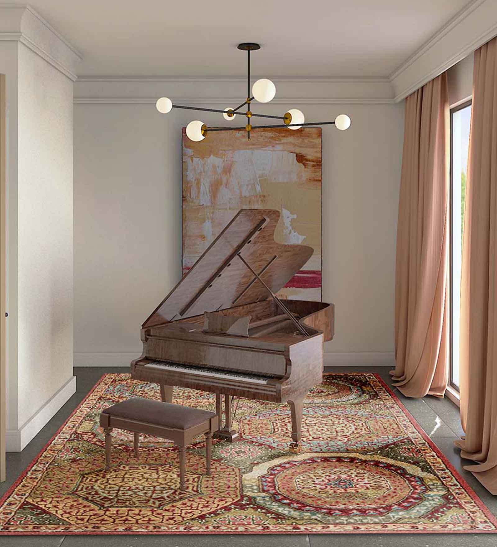 Brown Floral Wool 8 ft x 10 ft Hand Tufted Carpet