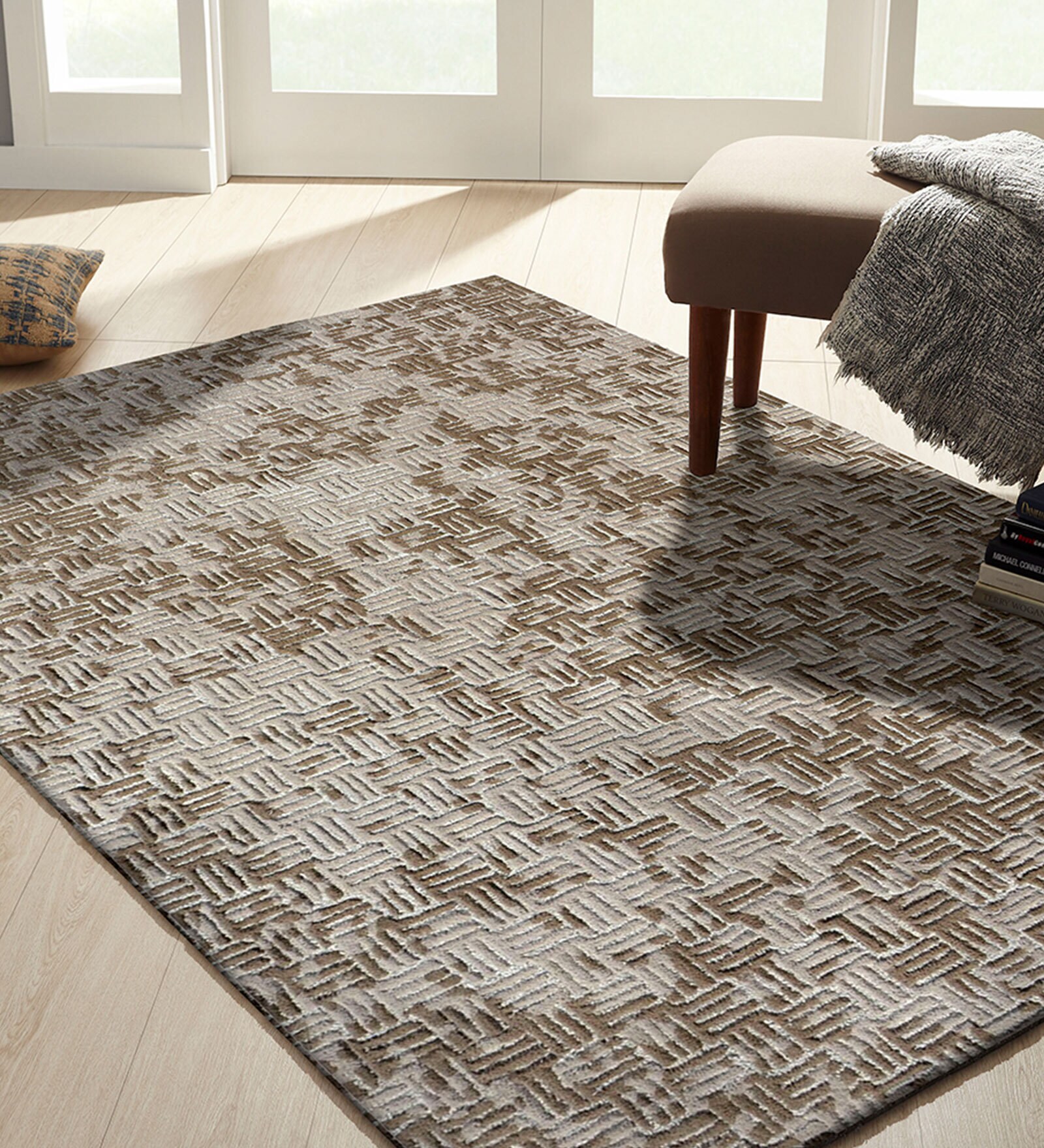 Brown Wool Abstract 4 x 6 Feet Hand Tufted Carpet