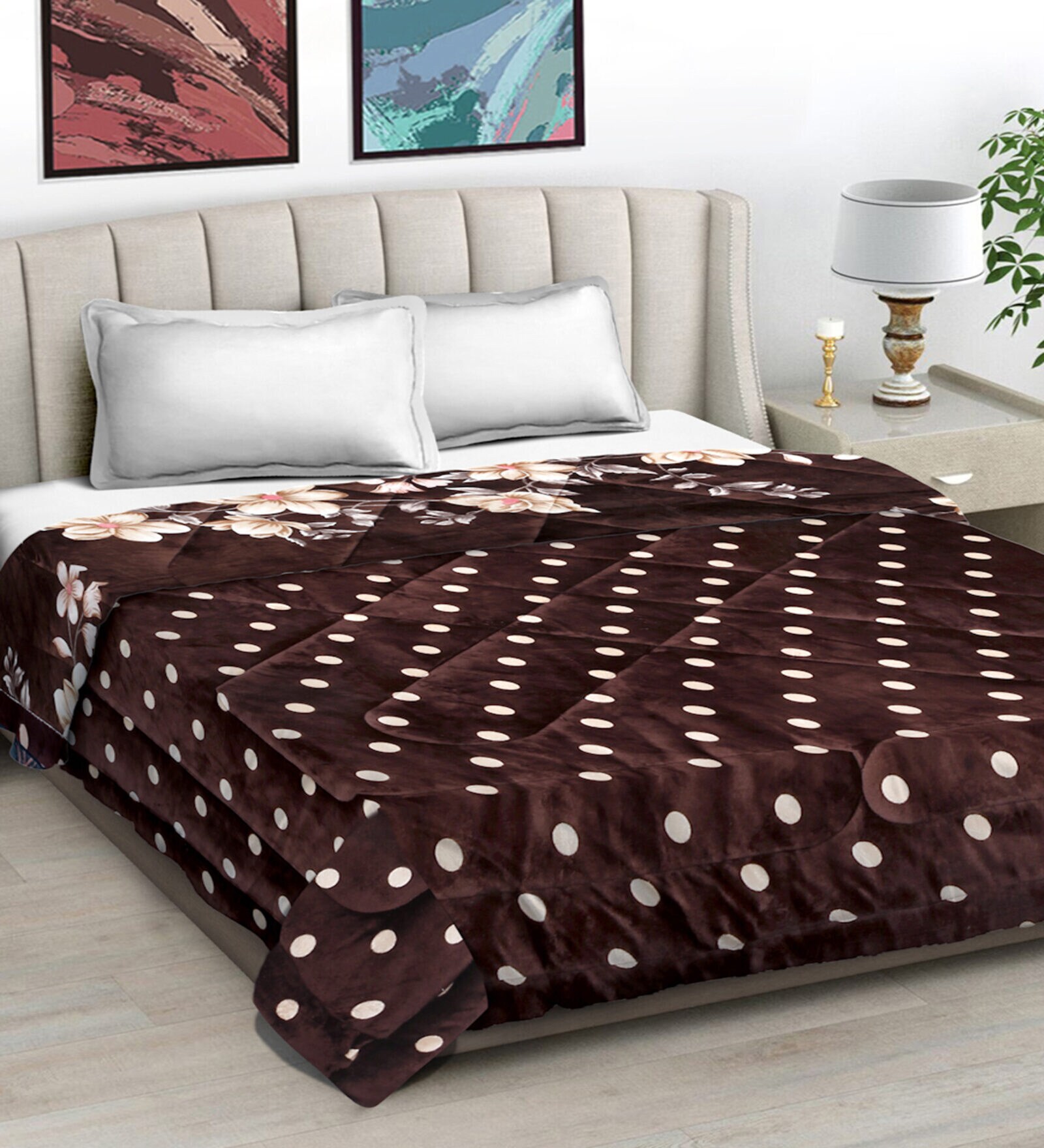 Buy Brown Wool Geometric 950 GSM Double Bed Quilt by FABINALIV at 67