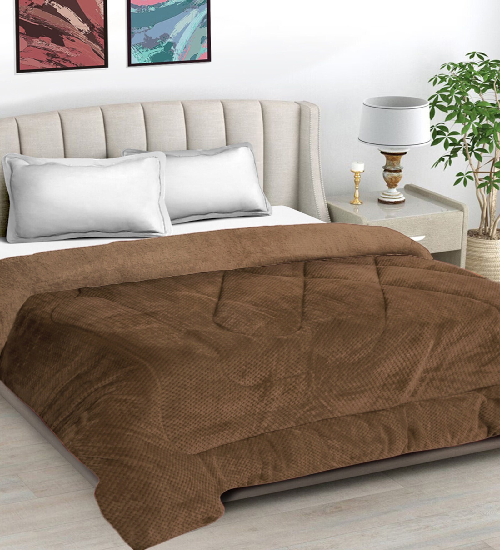 Buy Brown Wool Geometric 950 GSM Double Bed Quilt by FABINALIV at 70 OFF by Fabinaliv Pepperfry