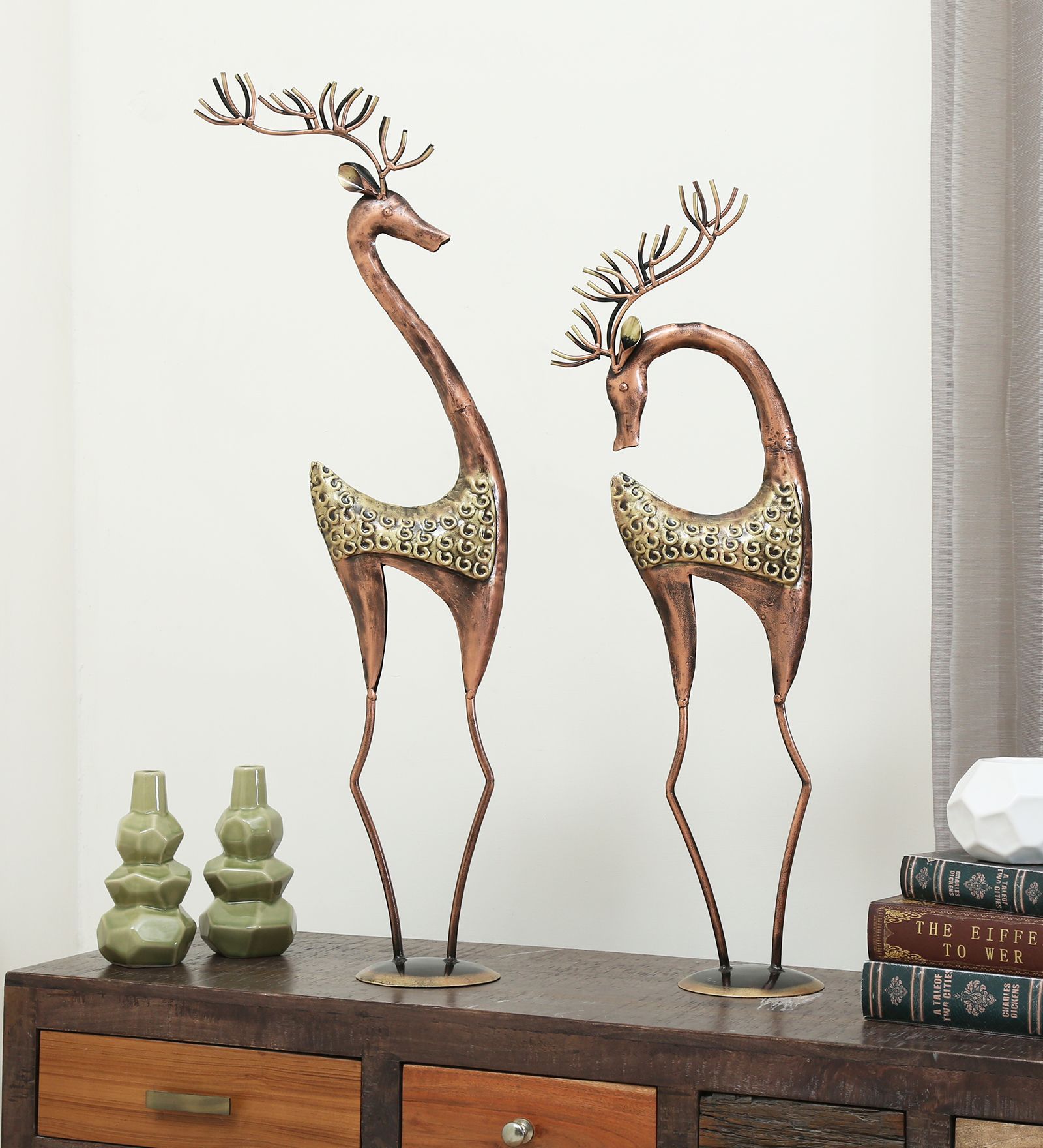 Buy Brown Wrought Iron Animal Figurine Set Of 2 by Godeccor Online