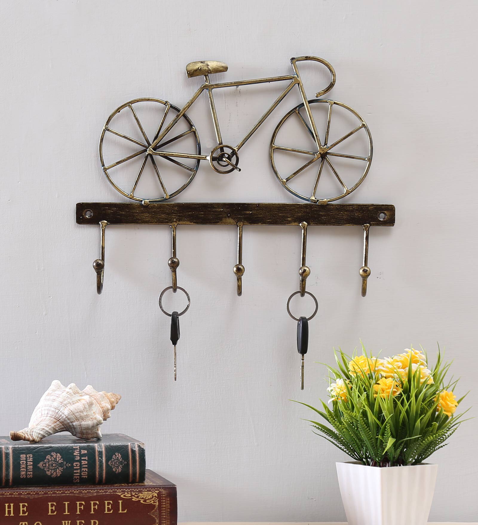 Brown Iron Cycle Hook Wall Decor