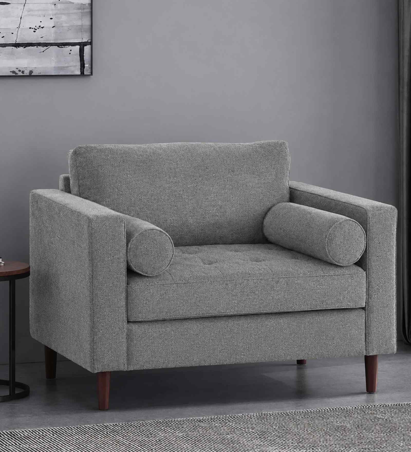 Bruch Boucle Fabric Arm Chair In Grey Colour