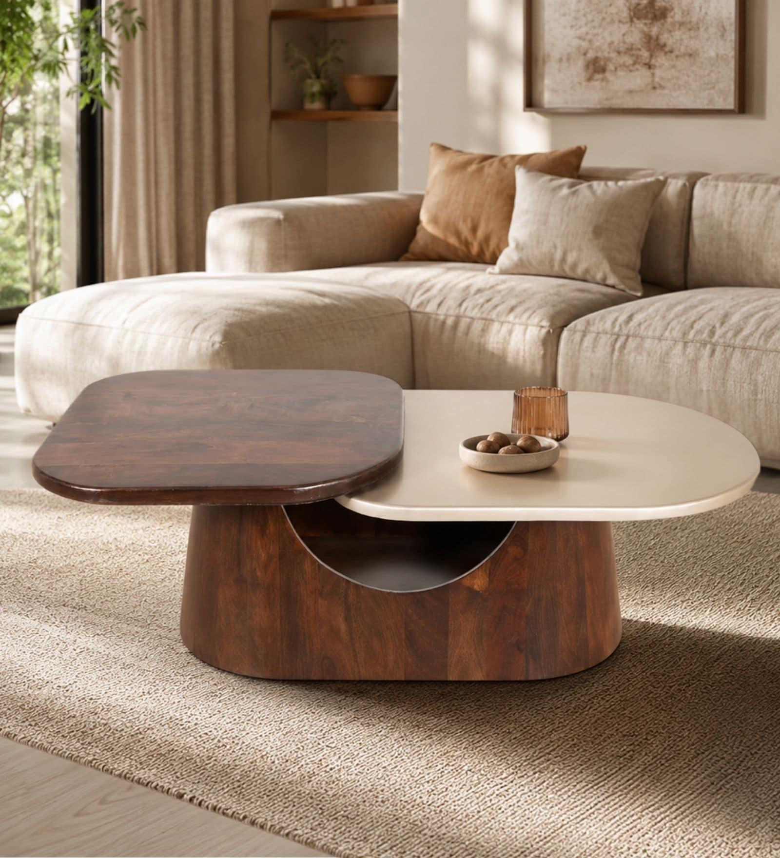 Bruno 2-Tier Center Table In Solid Wood Finish
