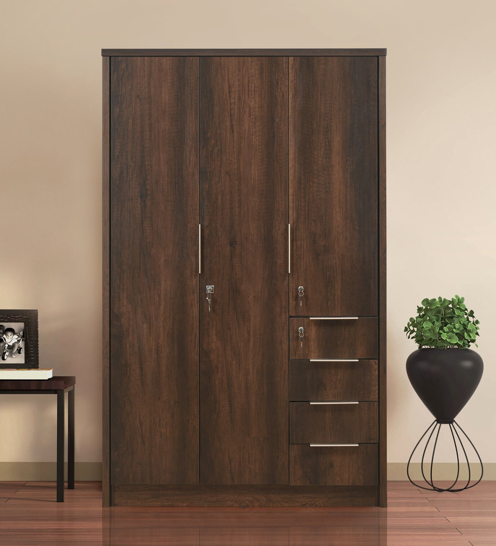 Bryson 3 Door Wardrobe in Walnut Colour