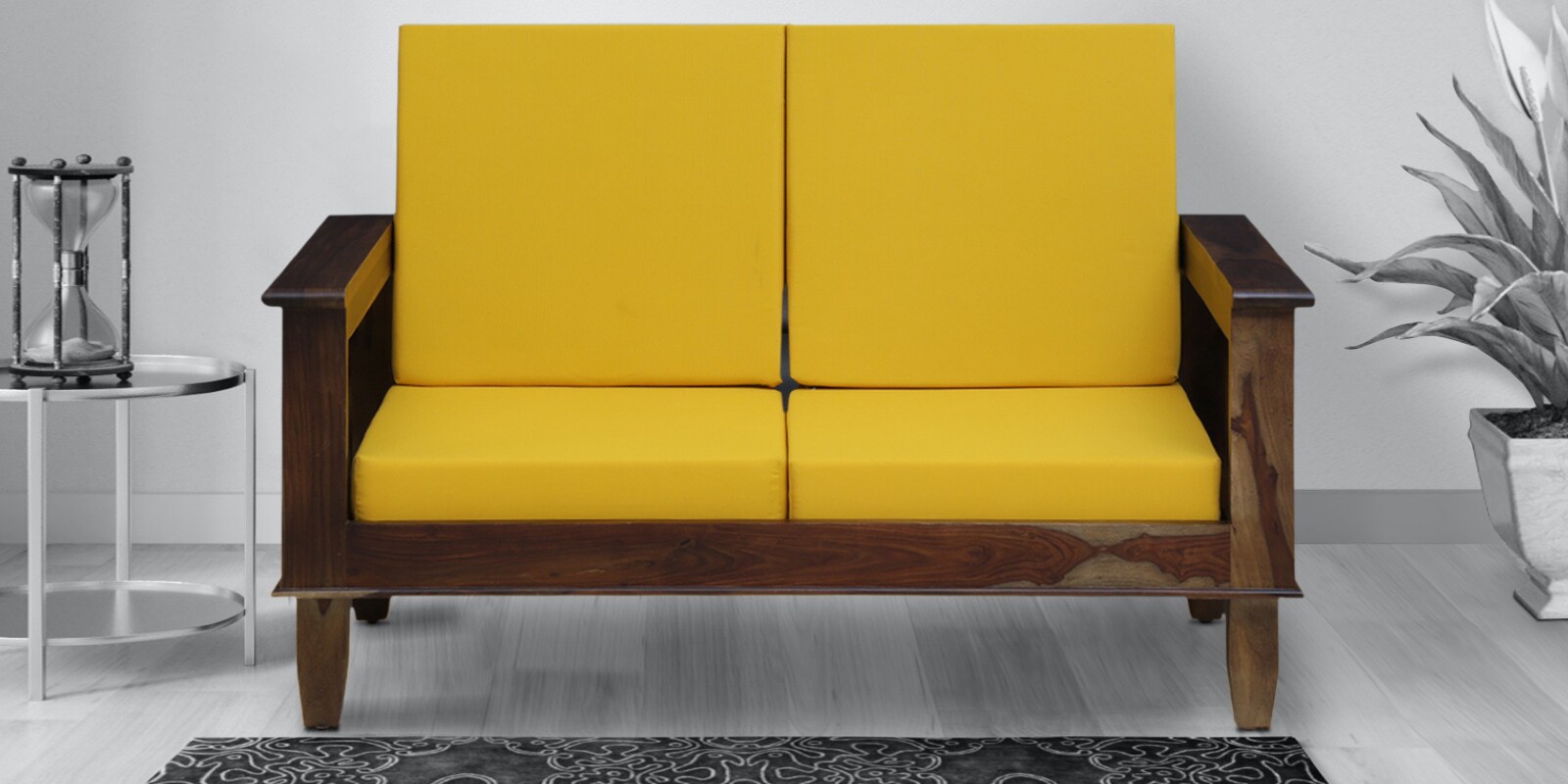 Breslau Sheesham Wood 2 Seater Sofa In Provincial Teak Finish