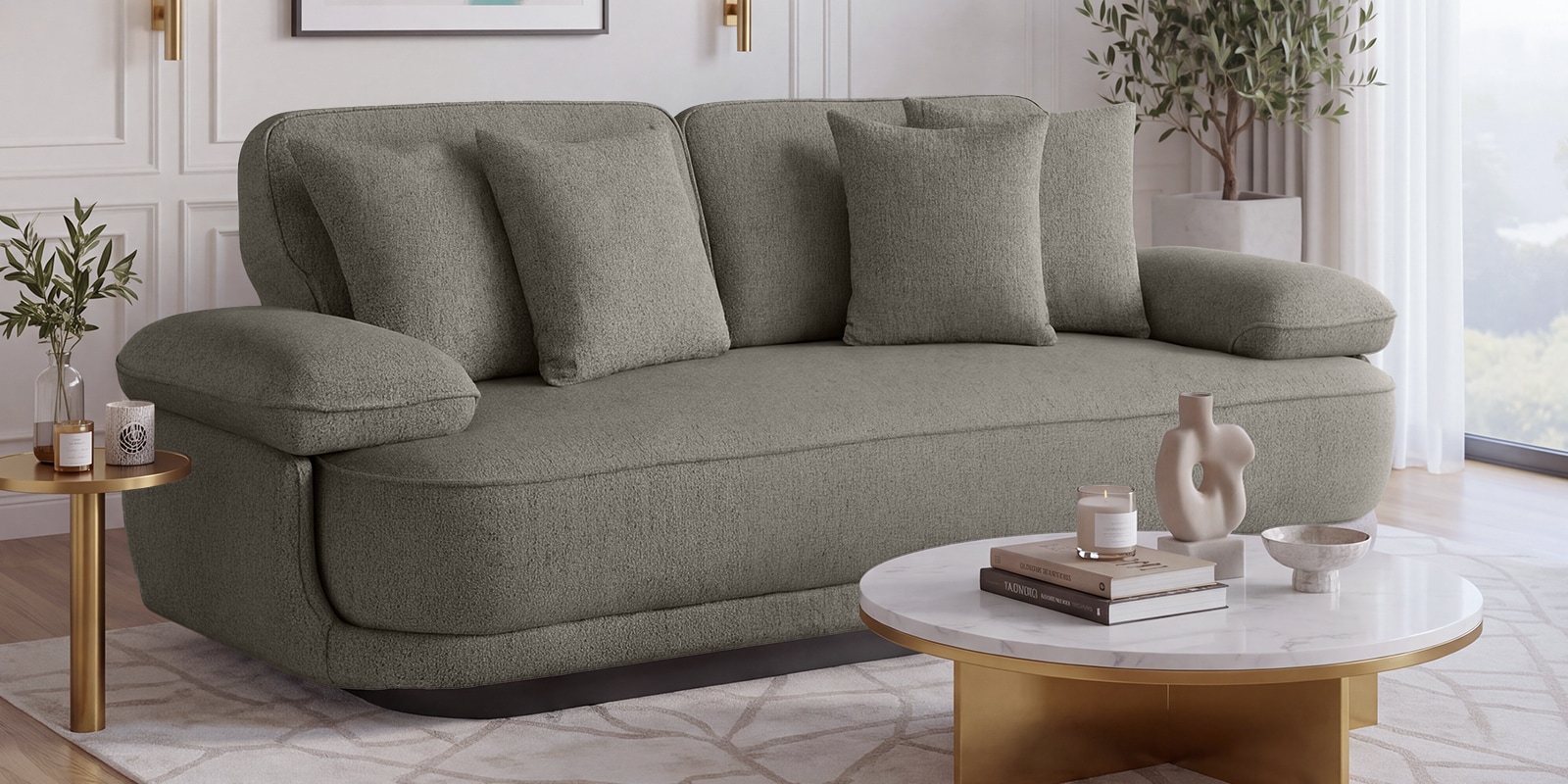 Brina Fabric 2 Seater Sofa with Adjustable Backrest in Grey Colour Brina Fabric 2 Seater Sofa with Adjustable Backrest in Grey Colour