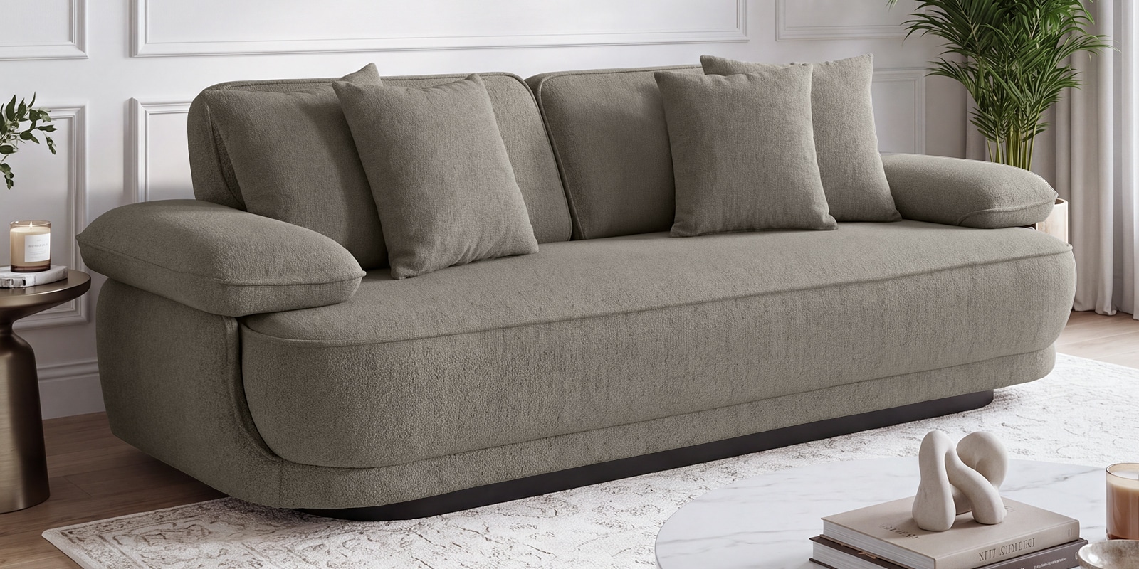 Brina Fabric 3 Seater Sofa with Adjustable Backrest in Grey Colour Brina Fabric 3 Seater Sofa with Adjustable Backrest in Grey Colour