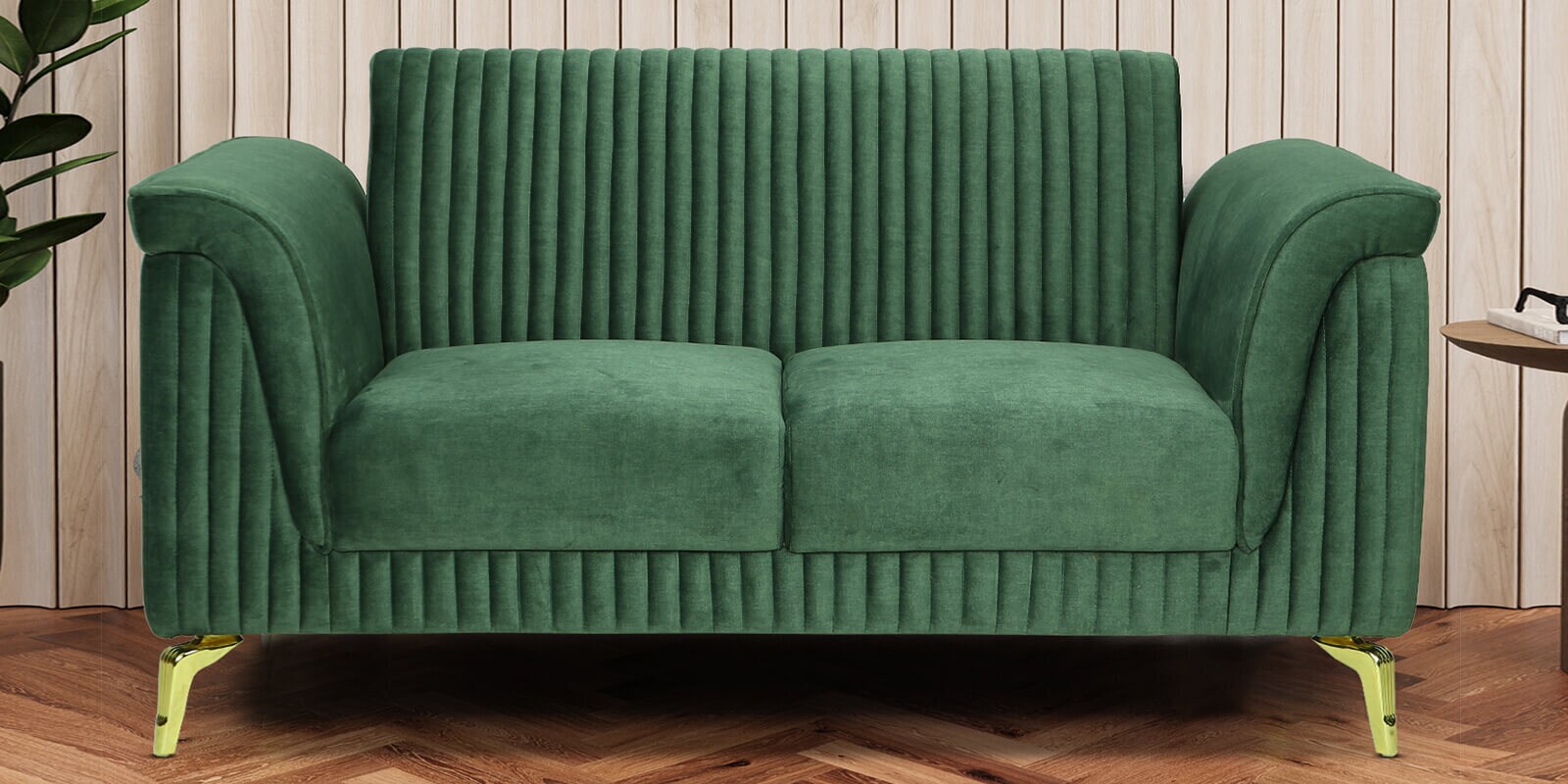 Brio Velvet 2 Seater Sofa In Textured Green Colour