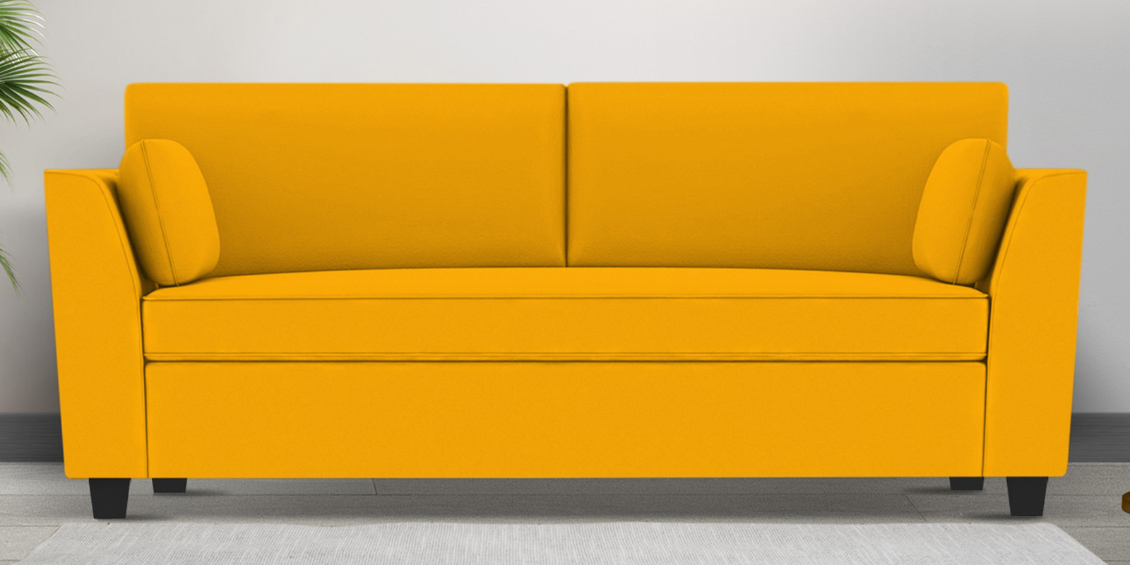 Bristo Velvet 3 Seater Sofa in Saffron Yellow Colour with Storage