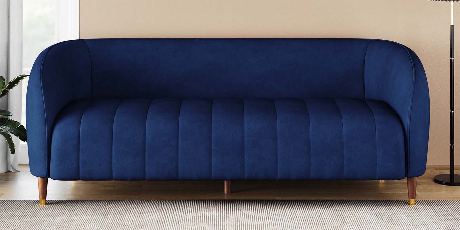 Brookfield Velvet Fabric 3 Seater Sofa in Royal Blue Colour