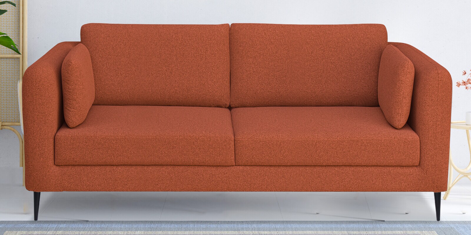 Brooks Fabric 3 Seater Sofa In Burnt Orange Colour
