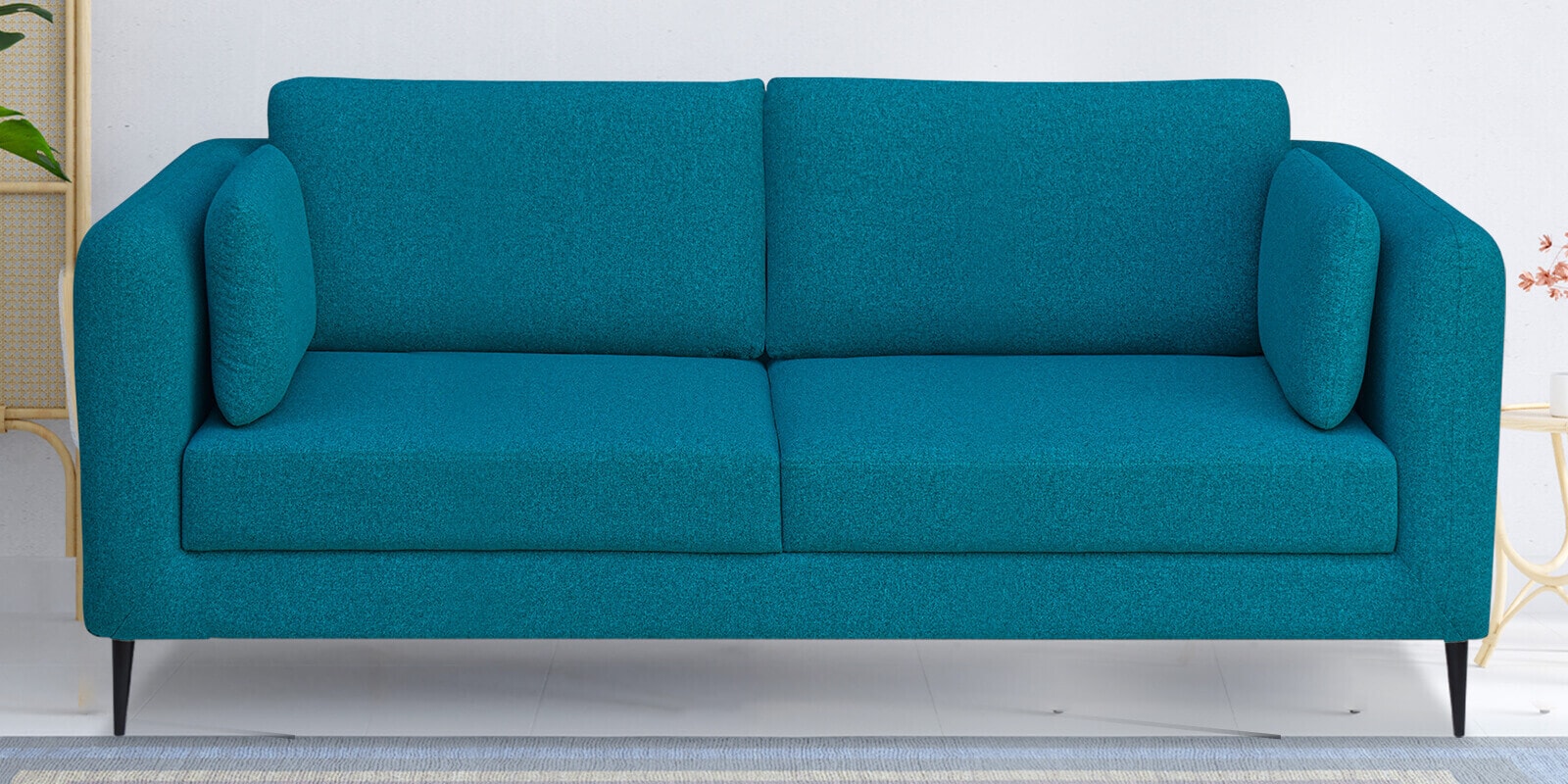 Brooks Fabric 3 Seater Sofa In Turquoise Blue Colour