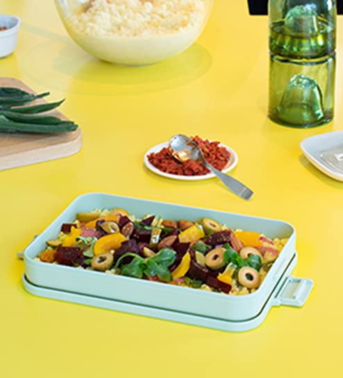 Green Make & Take Flat Lunch Box