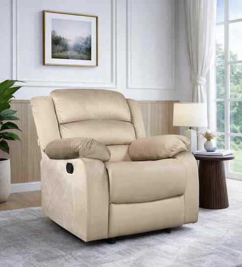 Bradford Fabric 1 Seater Manual Recliner In Beige Colour