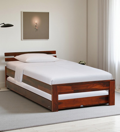 Brakel Sheesham Wood Single Bed In Honey Oak  Finish With Trundle