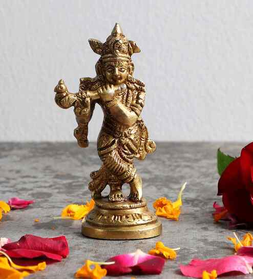 Brass Lord Krishna Idol