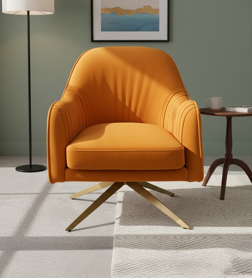 Brawny Luxe  Velvet Lounge Chairs In Yellow Colour