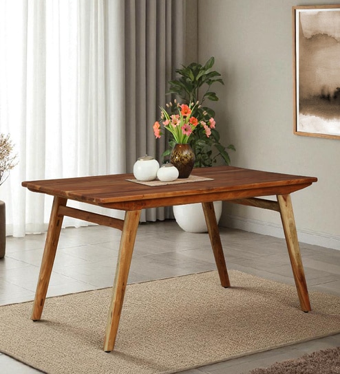 Brekstad Acacia Wood 4 Seater Dining Table in Natural Finish