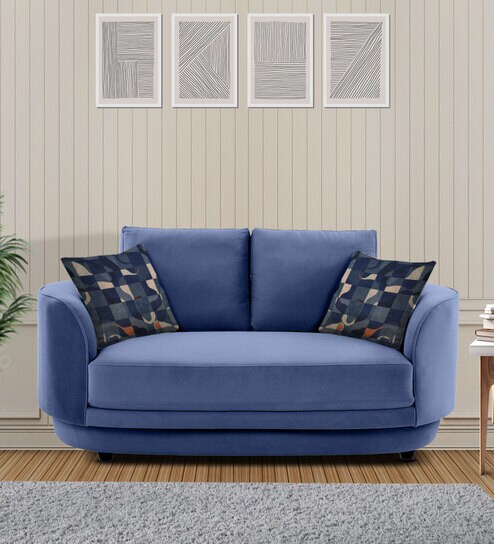 Brescia Velvet 2 Seater Sofa in Blue Colour