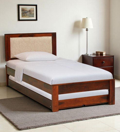 Brevik Sheesham Wood Single Bed In Honey Oak  Finish With Trundle