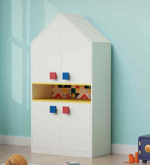 BrightBox 4 Door Wardrobe In White Colour & Pattern Dream Print
