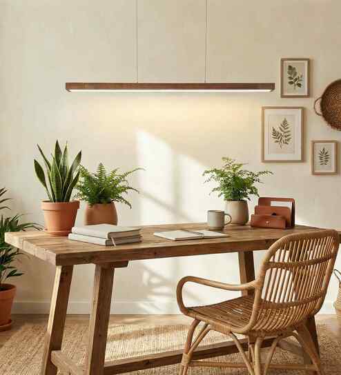 Brigitte 36 Brown Solid Wood Linear LED Hanging Light