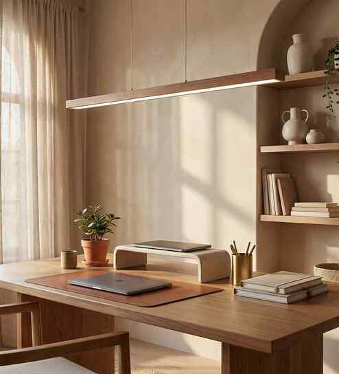 Brigitte 48 Brown Solid Wood Linear LED Hanging Light