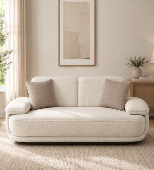 Brina Fabric 2 Seater Sofa with Adjustable Backrest in Beige Colour