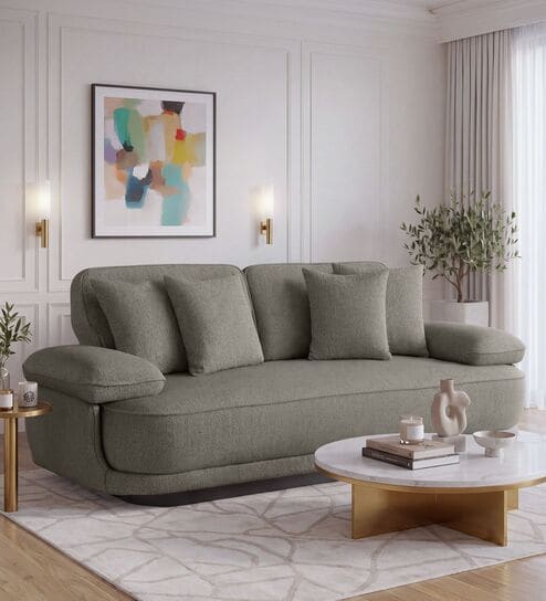 Brina Fabric 2 Seater Sofa with Adjustable Backrest in Grey Colour