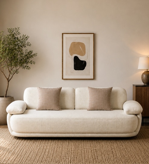 Brina Fabric 3 Seater Sofa with Adjustable Backrest in Beige Colour