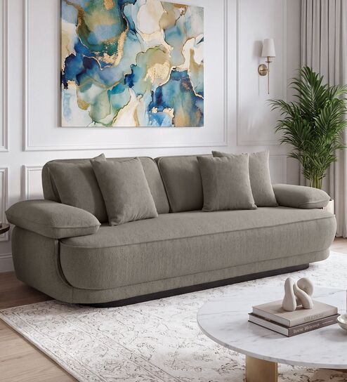 Brina Fabric 3 Seater Sofa with Adjustable Backrest in Grey Colour