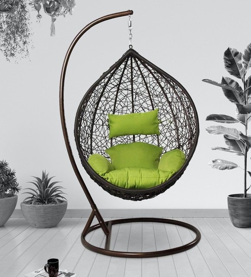 Britt Wicker Swing in Brown & Green Colour